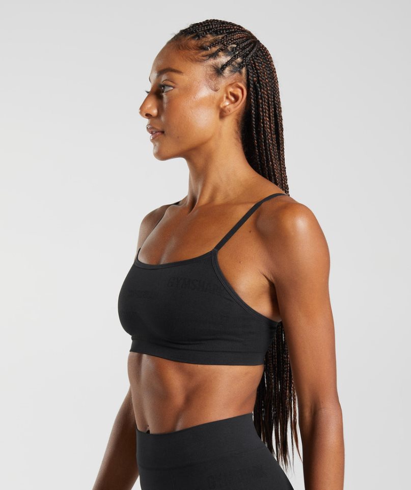 Women's Gymshark Seamless Jacquard Bralette Underwear Black | NZ 3PSFKI